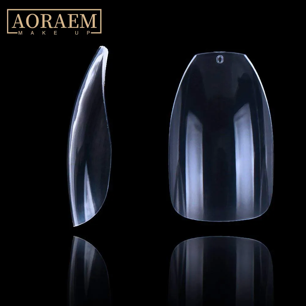 AORAEM 500 STKS Met Doos Flase Artificial Extension Fake S Clear Natural Transparent Full Tips Nagels Decoratie