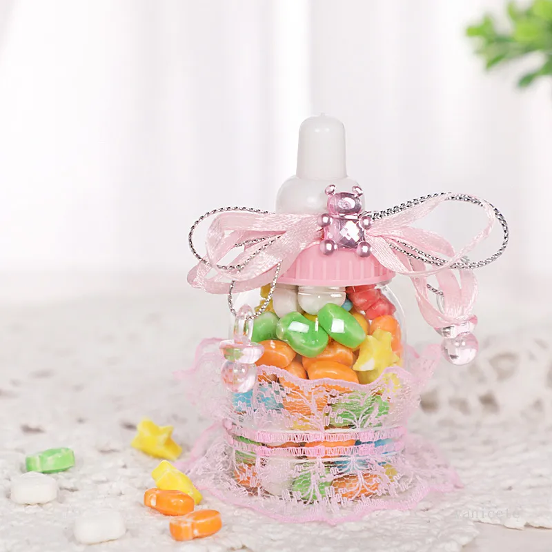 Yaratıcı Besleme Şişe Şekli Brithday Parti Hediye Şişeleri Bebek Duş Şeffaf Plastik Candys Kutusu Çocuk'slovely Şeker Kutuları T9i001166