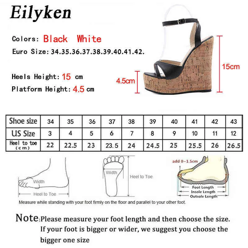 Sandales Eilyken 2022 nouveau été femmes blanc talons hauts sandales plate-forme boucle compensées avant bout ouvert dames chaussures taille 35-42 220121