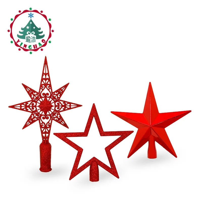 Une variété de spécifications de Noël étoile à cinq branches paquet d'arbre arbre haut étoile ornements décoration pendentif étoile rouge 201006