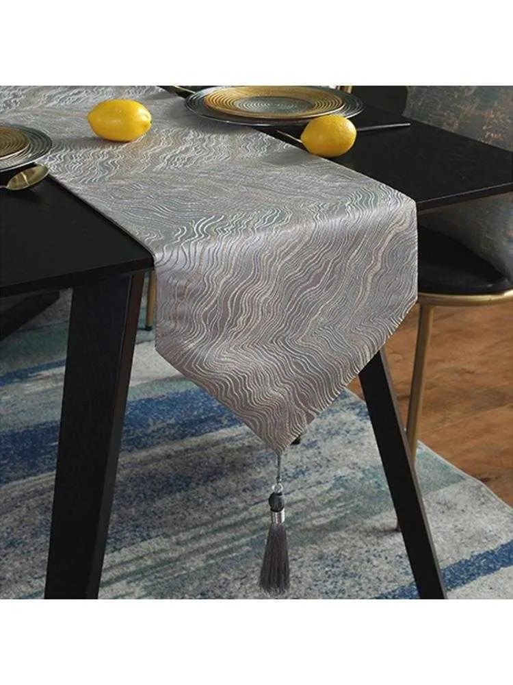 Modern Luxury Chinese Style Table Runner Tassel Bordduk Placemat Cloth Mat 11UA 210628