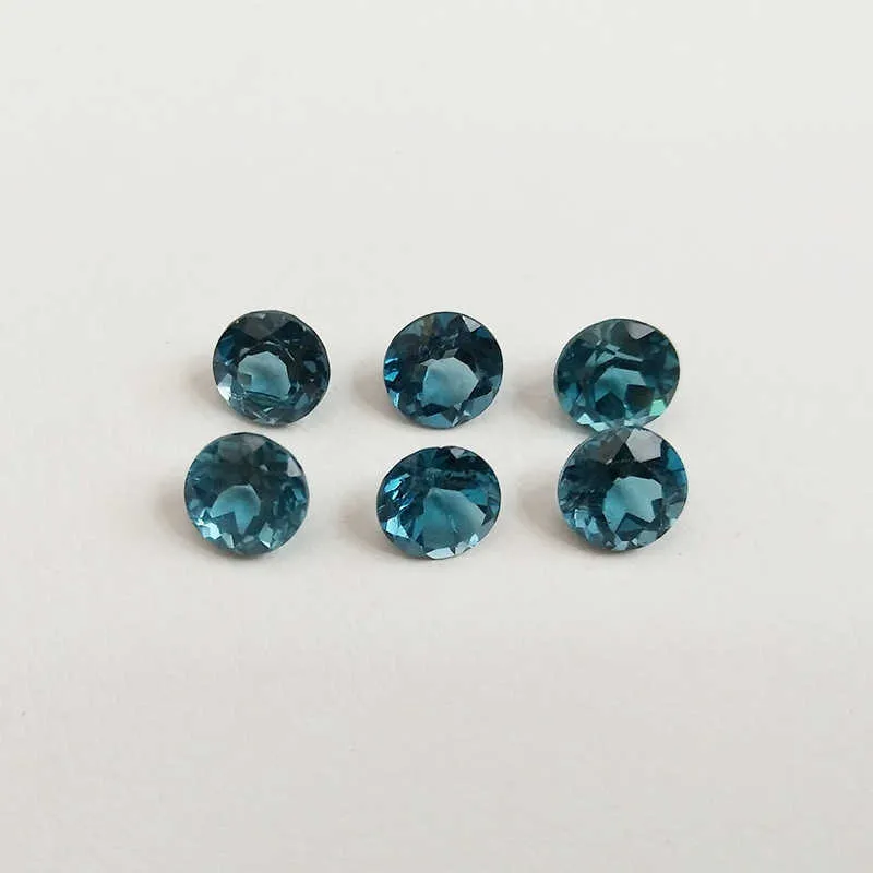 Wong Rain Naturel 6 MM Rond Naturel Londres Bleu Topaze Lâche Pierre Précieuse DIY Pierre Décoration Bijoux En Gros En Vrac H1015