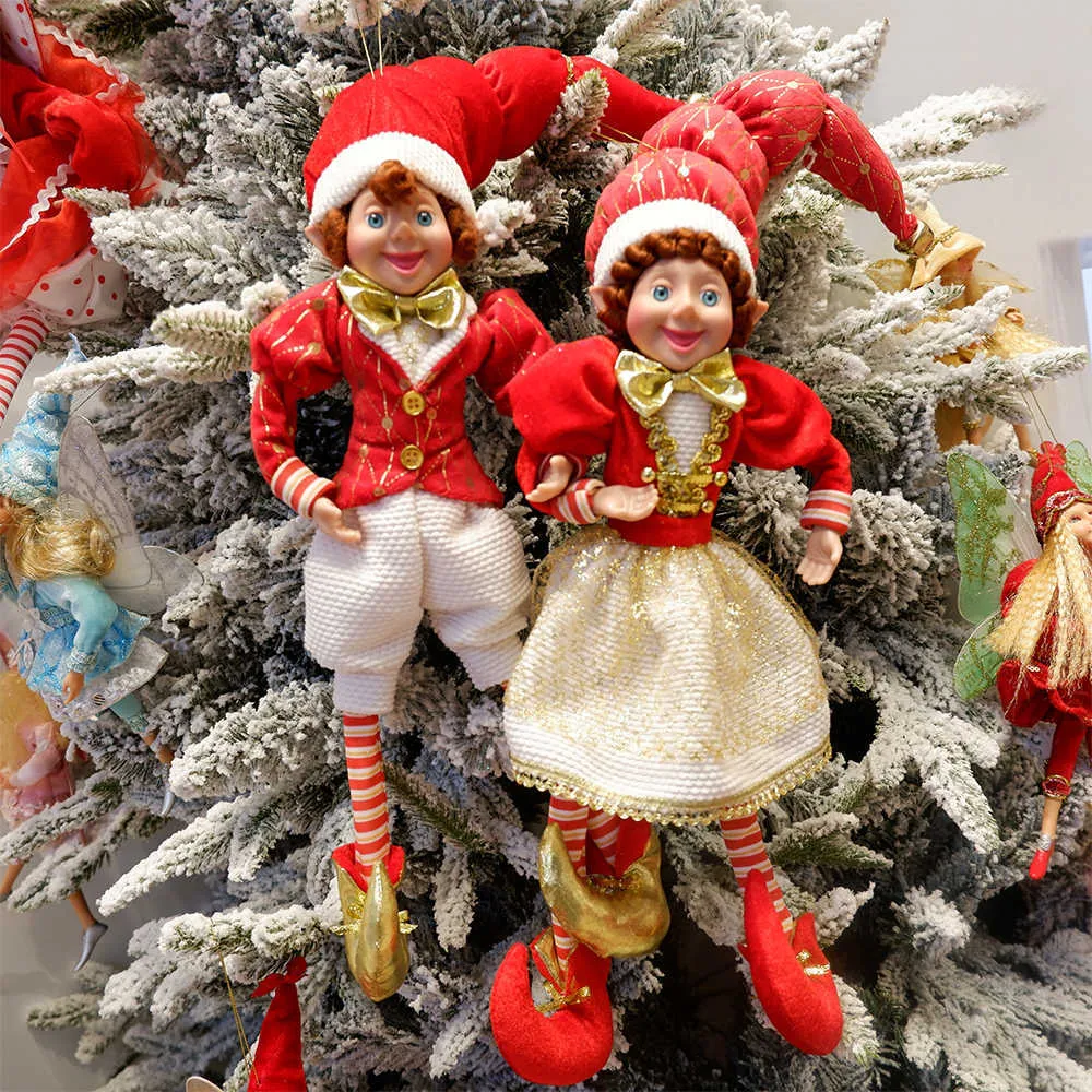 ABXMAS e elfe jouets en peluche pour la décoration intérieure Couple elfes vacances poupées année cadeau enfants décoration de noël Navidad Natal noël 211015005862