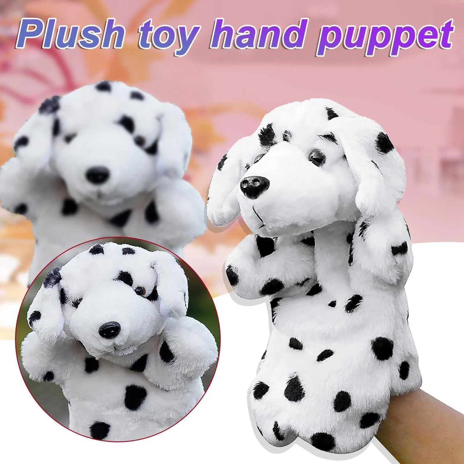 Baby Kids Educational Toy Education Dalmatian Animal Shape Pluxh Hand Puppet Parentchild Toy Gream Girls Dots Prinha Presentes de boneca de pelúcia Fe q03667437