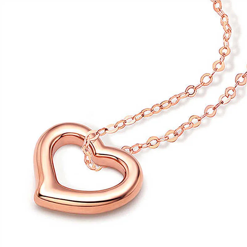 Crystal Womens Necklaces Pendant Simple Love gold heart-shaped collarbone simple love Silver Plated