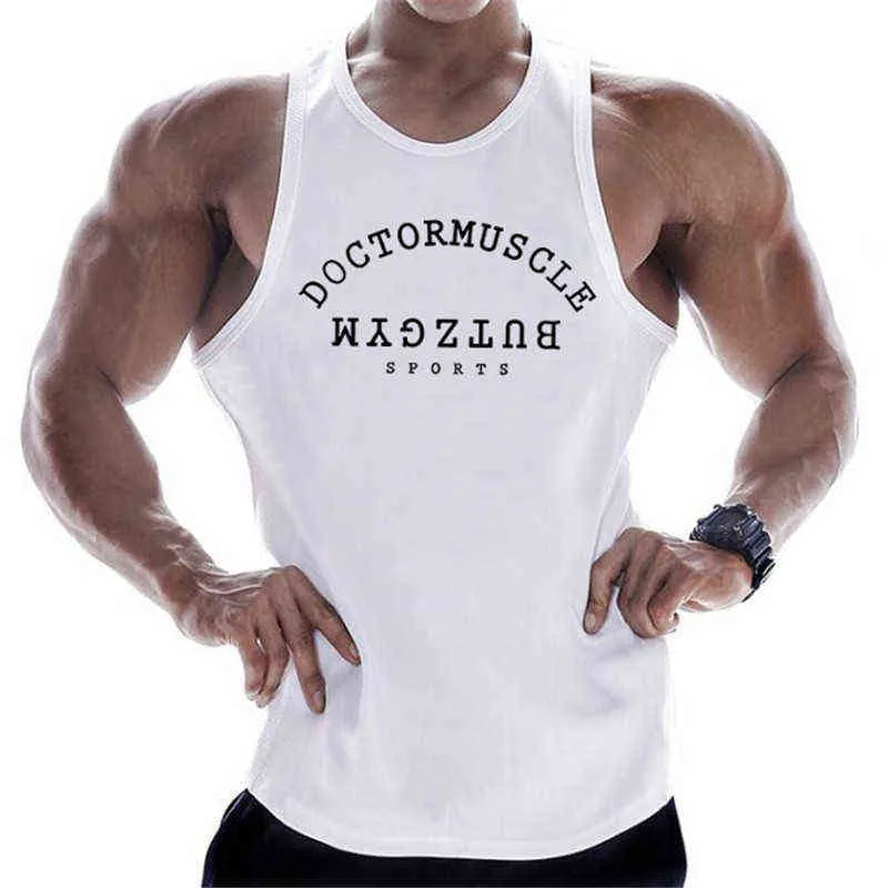Gimnasios entrenamiento camisa sin mangas deportes tanque top hombres culturismo ropa de fitness camiseta de algodón hombres corriendo chaleco 211120