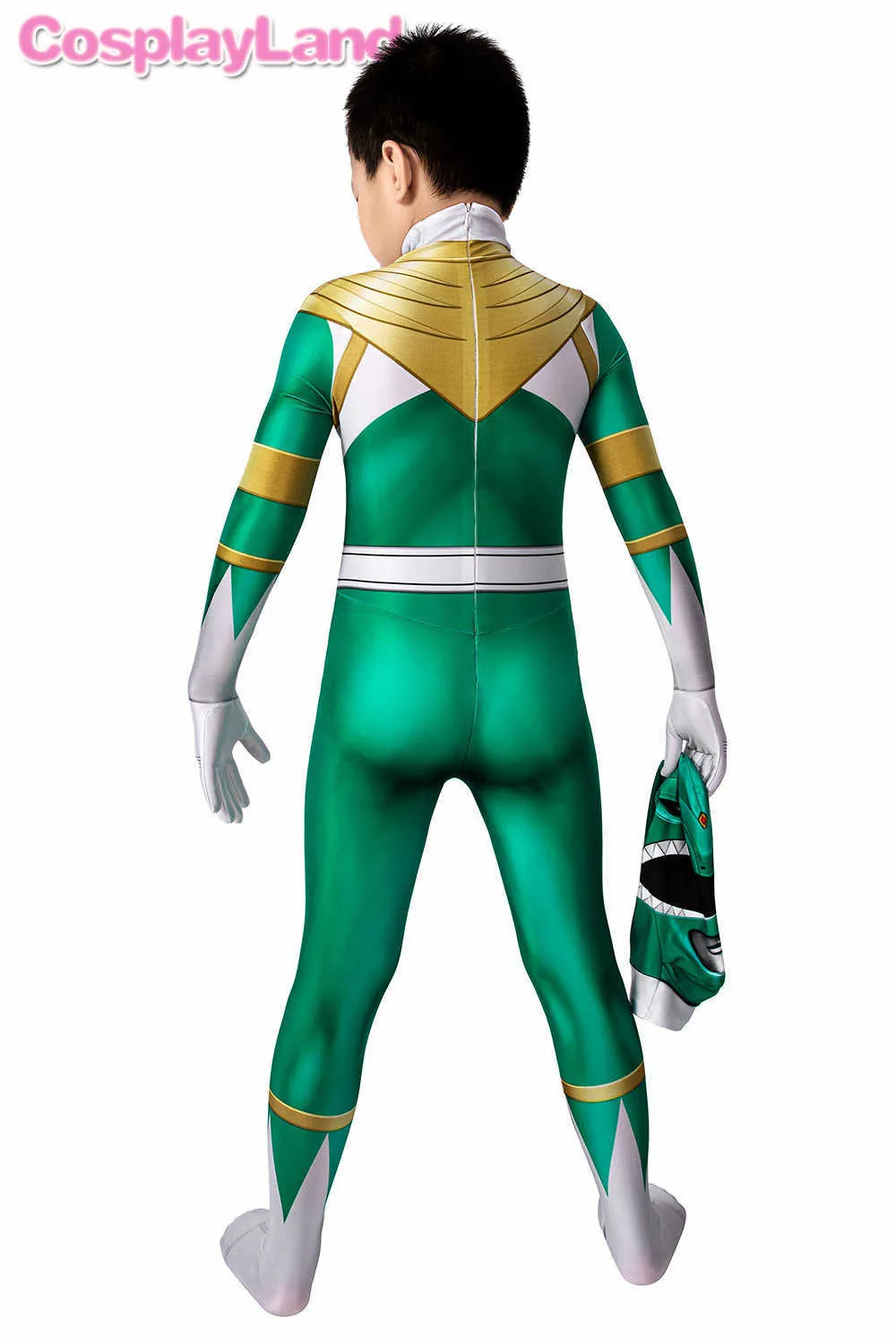 Kids Cosplay Dragon Ranger Burai Costume Children Halloween Superhero Green Jumpsuit Boys Zentai Suit Q0910
