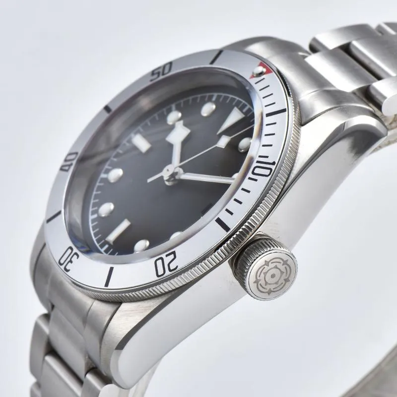 Armbandsur Black Bay Design Men's Watch Automatic Seagull-1612 Rörelse handledsmän Självvind Mekanisk 316L Sapphire 5bar W3101