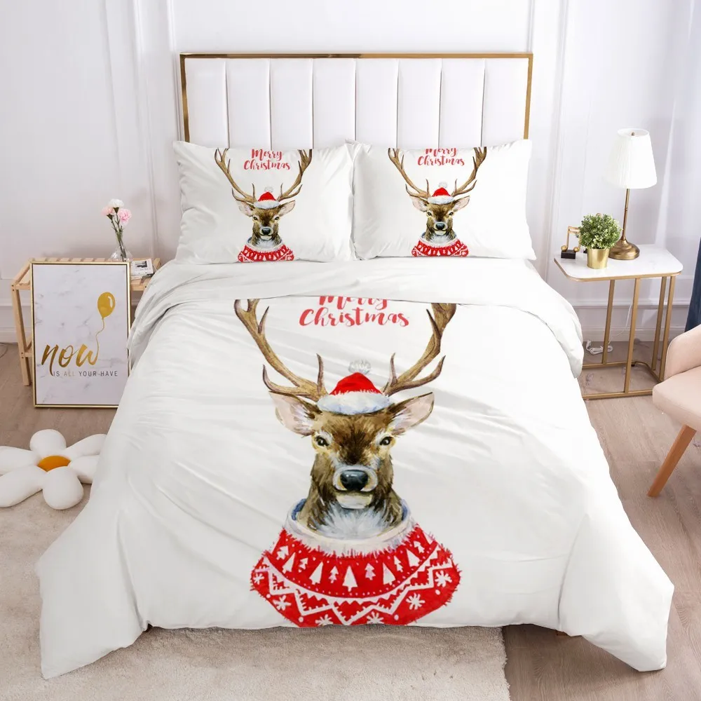 3d sängkläder uppsättningar röda xmas duvet täcker set täcke täcker och kudde shams comforter fall julgran tryck design sängkläder 210309