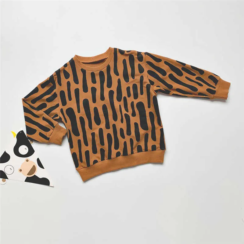 Kids Spring Long Sleeve Leopard Print Sweatshirt and Pants Sets Stylish Trends Boys Girls Clothing Outfit 210619