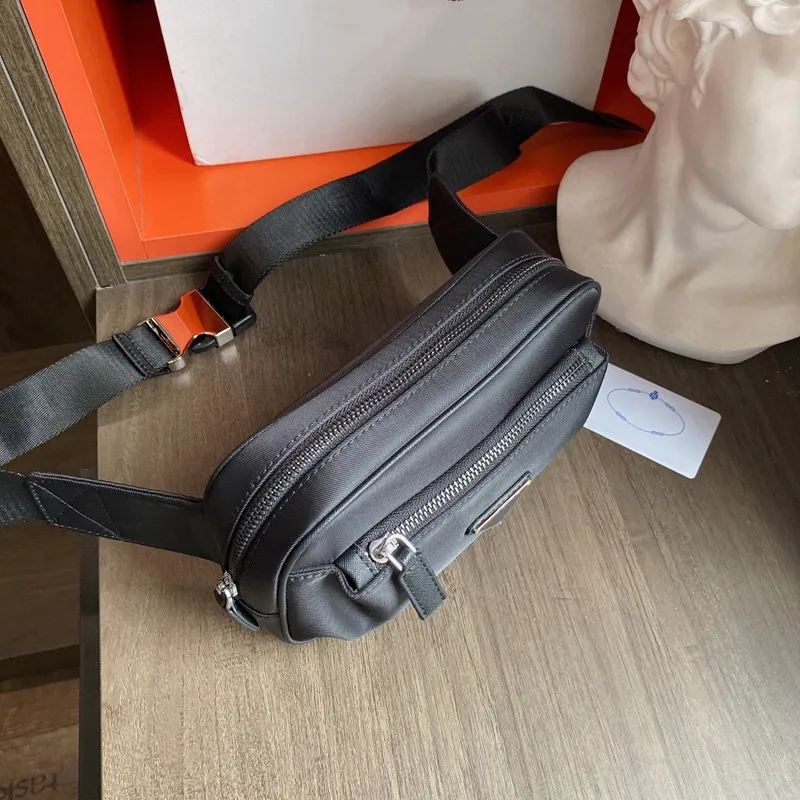 Män kvinnor klär midja väskor mode bälte väska trippel svart nylon och läder herrar casual cross body gentleman crossbody telefon mynt c275i