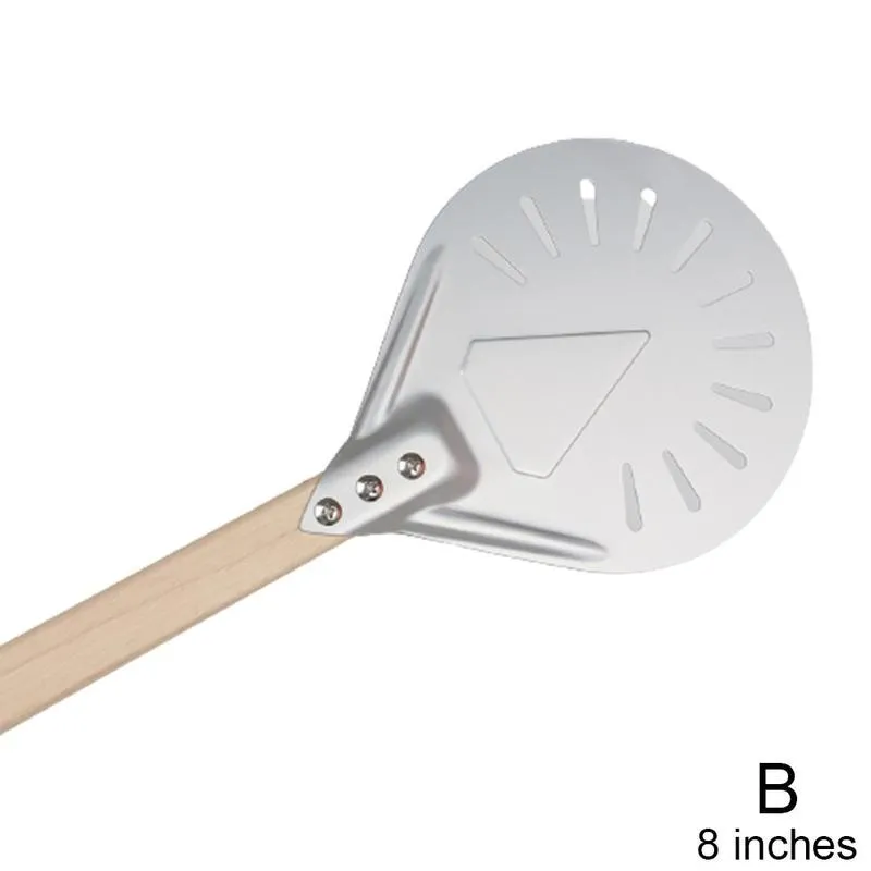 7 8 9 Inch Perforated Pizza Rotate Peel Shovel Aluminum Wood Handle Paddle Short Tool Non Slip