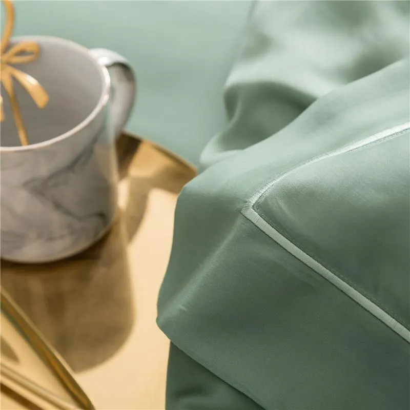 시트 세트 Lanlika 녹색 성인 100% 실크 25 Momme Natural Fabric Luxury Bed Linen Healthy Double Flat Sheet Case Euro Home Deco3242