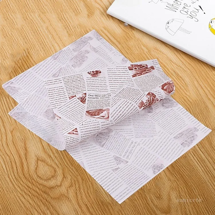 Kuchenrolle beschichtet mit ölbeständigem Papier im westlichen Stil, Backverpackungspapier, Hamburgerpapier, 100 Stück/Los T2I52268