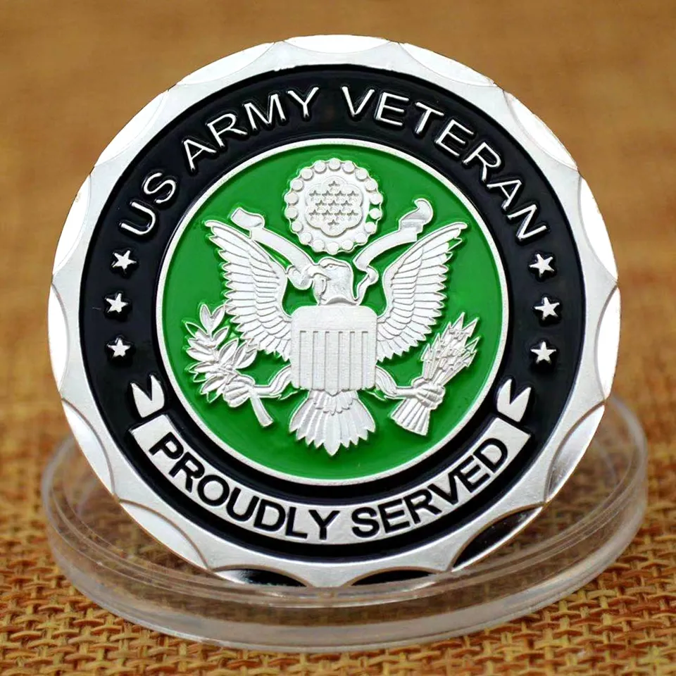 5 peças não magnética bandeira dos EUA exército artesanato veterano orgulhoso servido este we039ll defender o dever honra dia do país desafio banhado a prata co4404629
