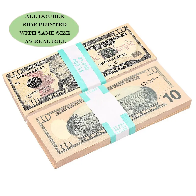 Zabawne zabawkowe pieniądze banknot 10 dolarów impreza walutowa fałszywe notatki Dzieci prezent 50 dolarów bilet na filmy gry