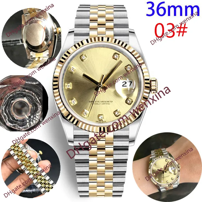 Relógio automático masculino à prova d'água, 20 cores, alta qualidade, 36mm, diamante, aço inoxidável, relógio feminino, estilo casal, clássico, wris225z