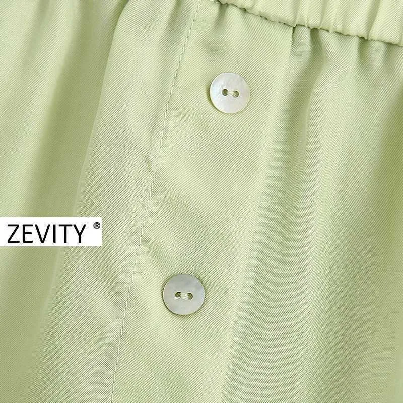 Zevity moda donna color caramella casual Bermuda pantaloncini da donna estate chic pantaloncini elastici in vita pantalone cortos P887 210603