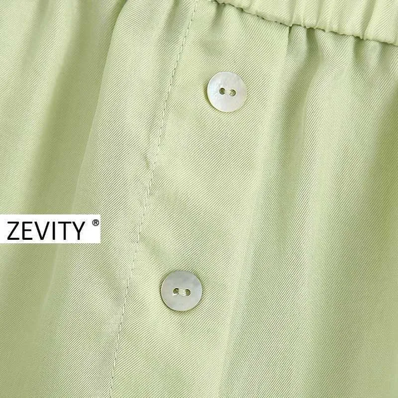 Zevity Women Fashion Candy Färg Casual Bermuda Shorts Ladies Sommar Chic Elastiska Midja Shorts Pantalone Cortos P887 210603