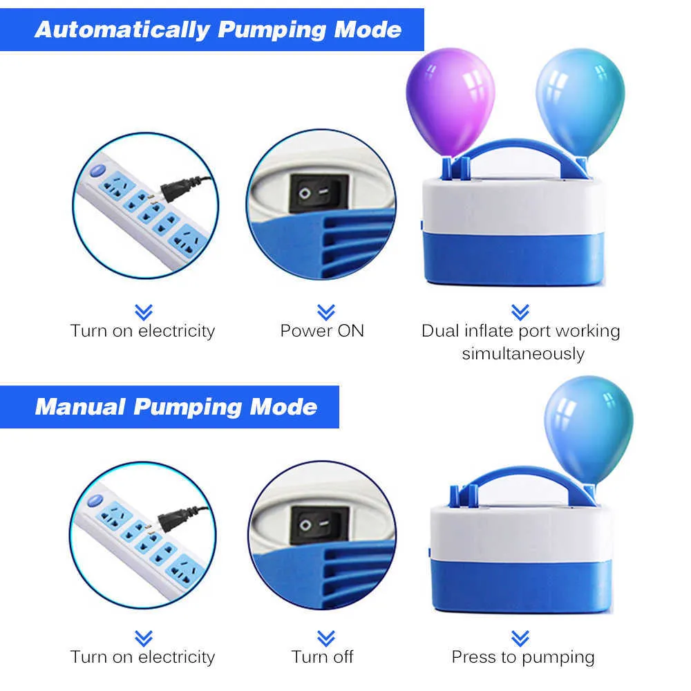 Electric Balloon Air Pump Inflator Dual-Nozzle Globos Machine Air Balloon Blower for Party Balloon Arch Column Stand Inflatable 21268H