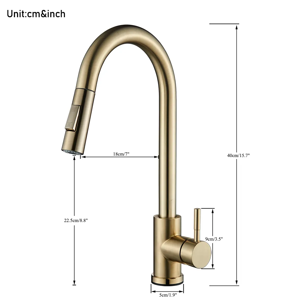 Pull Out Sensor Kitchen Faucet Brushed Gold Sensitive Touch Control Faucet Mixer For Kitchen Touch Sensor Kitchen Mixer Tap4411693