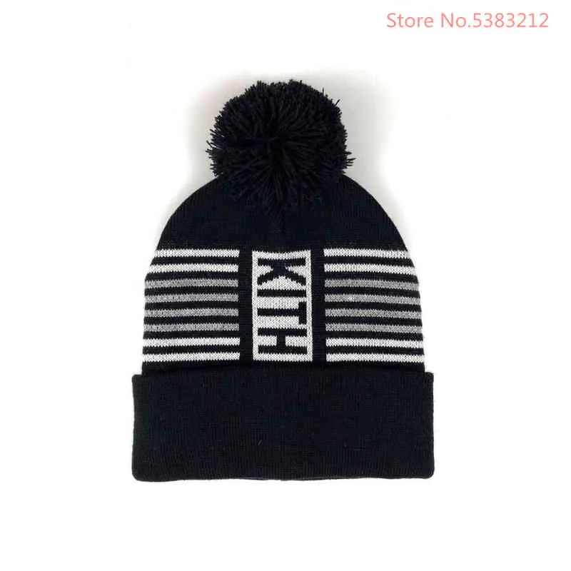 Kith randig beanie vinterhattar för kvinnor män brimfri iskapp hip hop damer vinterskallies utomhusytiscategory899693