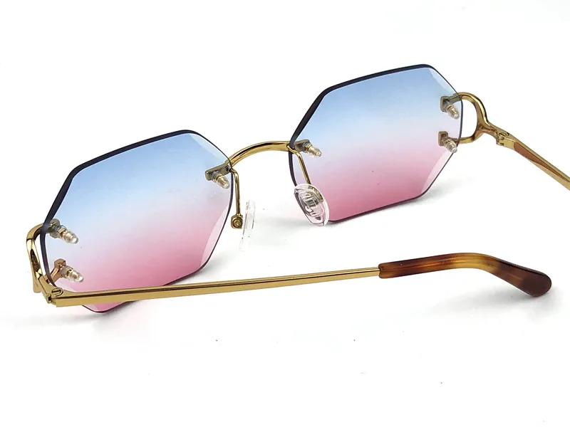Óculos de sol novo retro piccadilly irregular cristal corte lente óculos 0118 moda sem moldura design de vanguarda uv400 de cor clara d2256