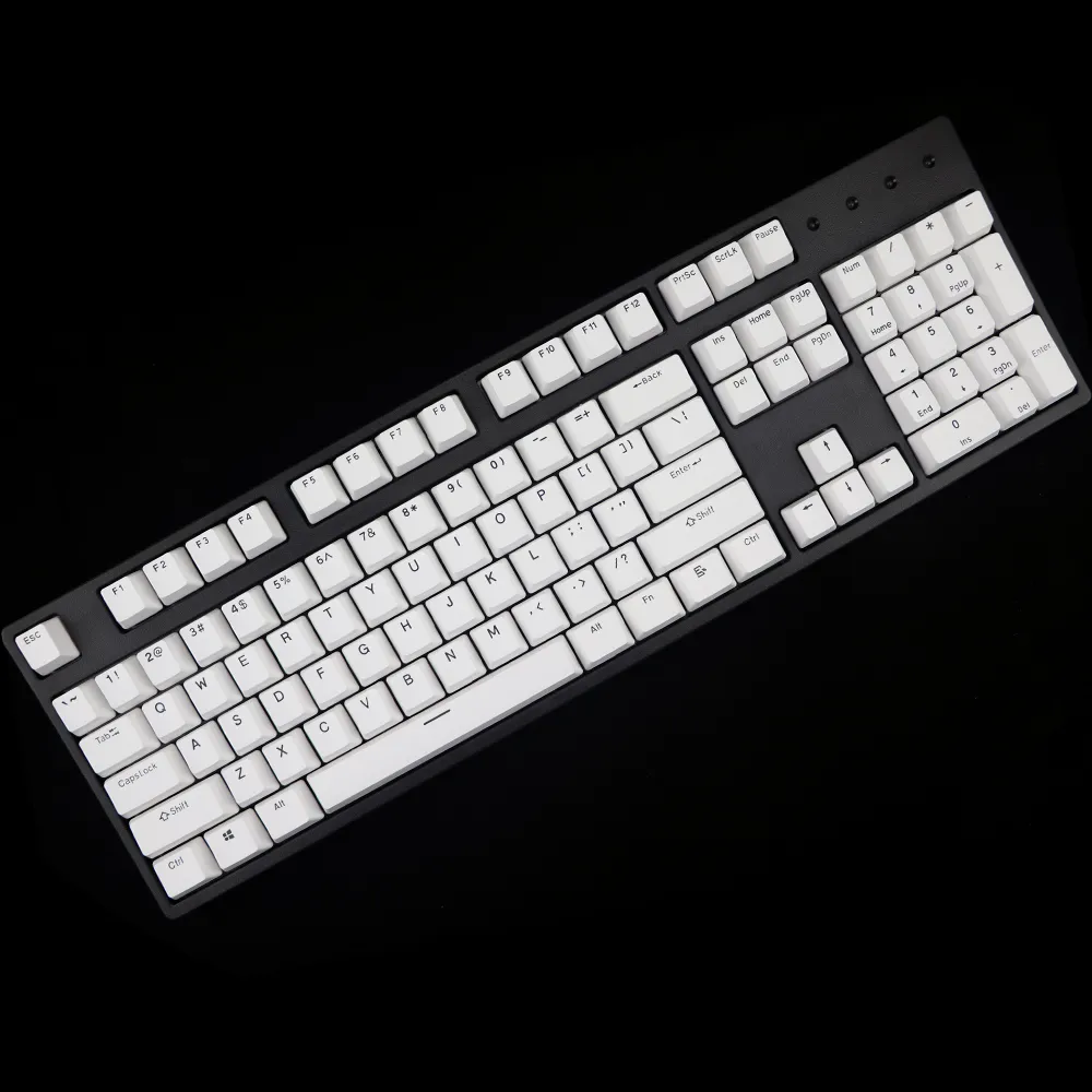 طلقة مزدوجة PBT Keycap 108 Key ANSI Layout OEM الشخصي الخط الأسود Keycaps الألعاب الميكانيكية لوحة المفاتيح MX