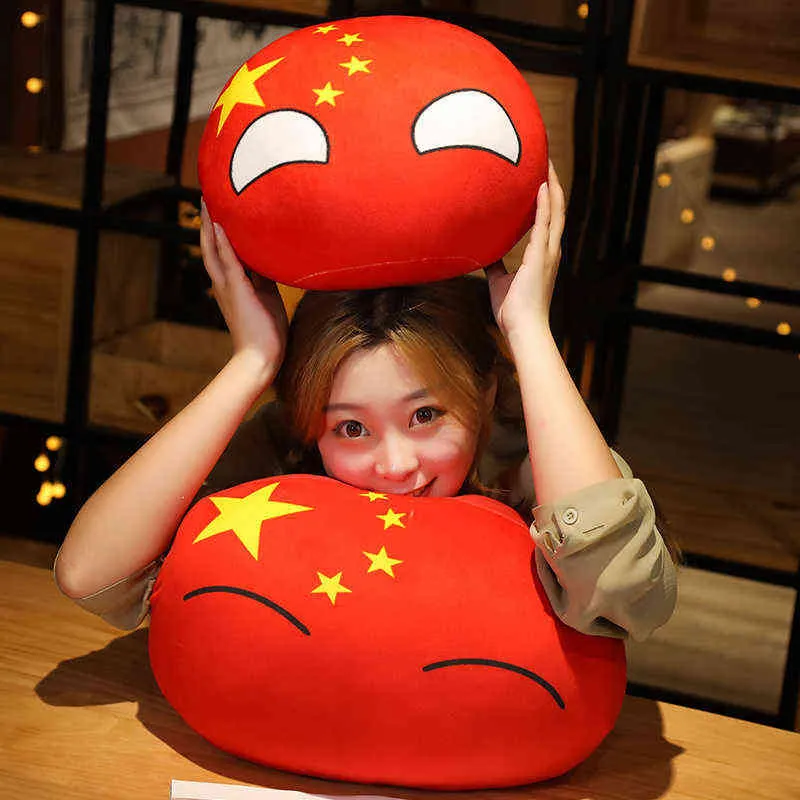 10-40cm kawaii polandball bolinhos almofada de pelúcia china EUA França Países Bonecas Bola de Implacado Crianças Soft Decor Decor Gift Y211119