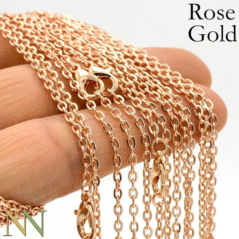 50 peças 18 24 30 polegadas colares prateados para mulheres Cadeia de cabos inteiros Link oval Rolo Colares para jóias Fazendo 2229613534562