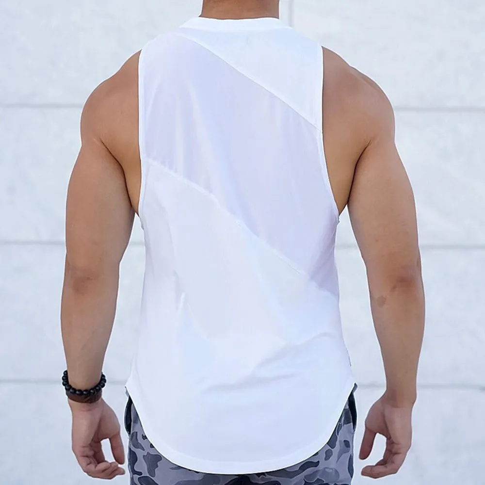 Bodybuilding Sporty Tank Tops Men Gyms Fitness Workout Sleeveless Shirt Male Stringer Singlet Summer Casual Loose Undershirt 210308