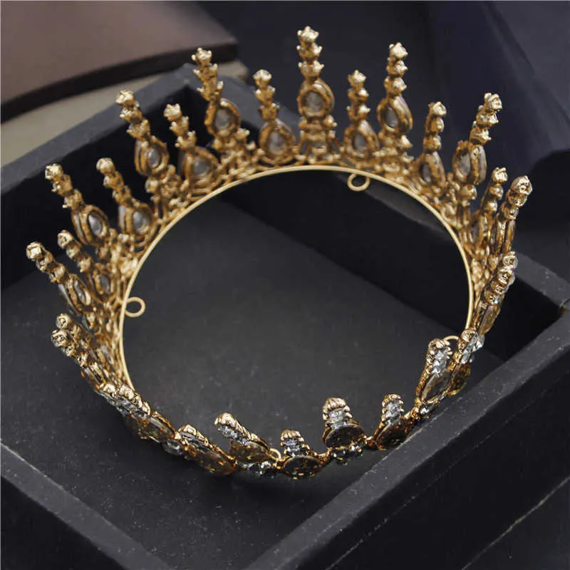 Vintage Red Crystal Diadema Tiaras nupciales Corona de boda Royal Queen Tocado Pageant Joyería para el cabello Adornos de cabeza de cumpleaños X0625