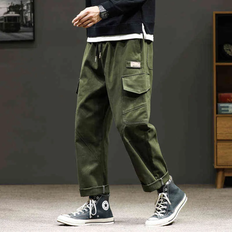 Spring Autumn Multi-Pockets Cargo Pants Men 2021 Hip Hop Streetwear Baggy Jogger Pant Male Straight Bottom Trousers H1223