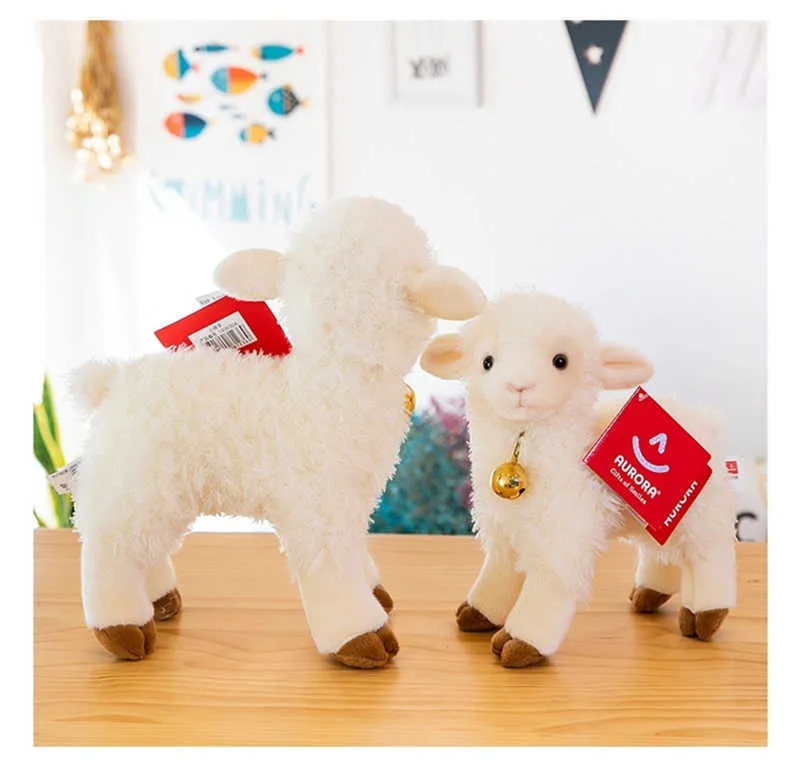 Sheep Doll Toys with a Long Silky White Coat Plush Lamb Funny Simulation Pet for Children Adult Birthday Gift 210728