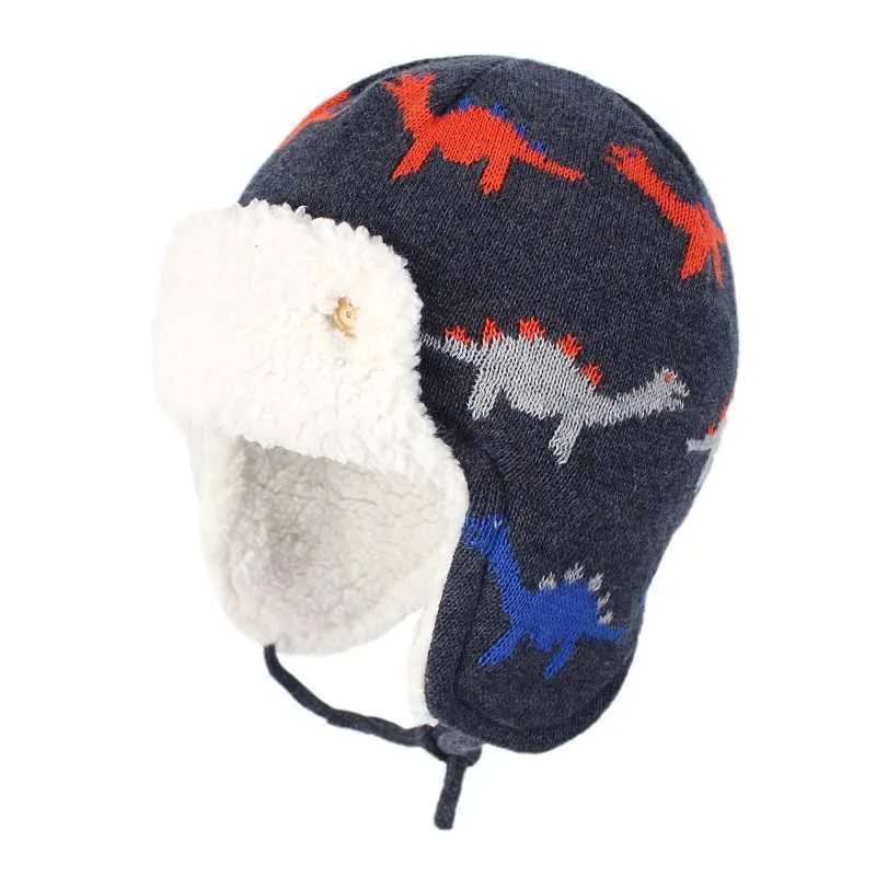 Cappello invernale bambini in jacquard lavorato a maglia in cotone con protezione le orecchie bambini Ragazzi e ragazze Berretti bambini spessi con motivi animali 211023