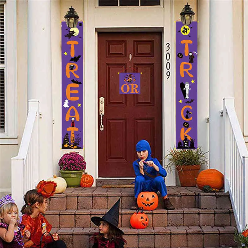 Bannière de porte d'halloween fantôme de sorcière, 3 pièces, drapeau suspendu, accessoires d'horreur, décoration de Festival pour Home288f
