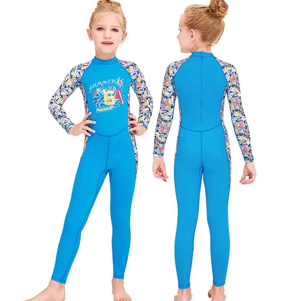 Combinaison de plongée pour les petites filles à manches longues crème solaire à séchage rapide maillot de bain une pièce adapté à la plongée en apnée source chaude