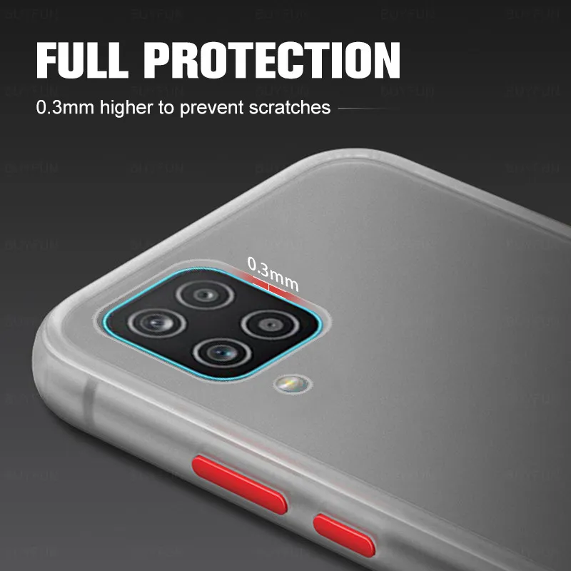 Estojo fosco à prova de choque para Samsung Galaxy S21 Ultra S20 S21 S10 Plus Proteção de lente 0,3 mm Silicone Soft Cover para Note20Ultra A71 5g