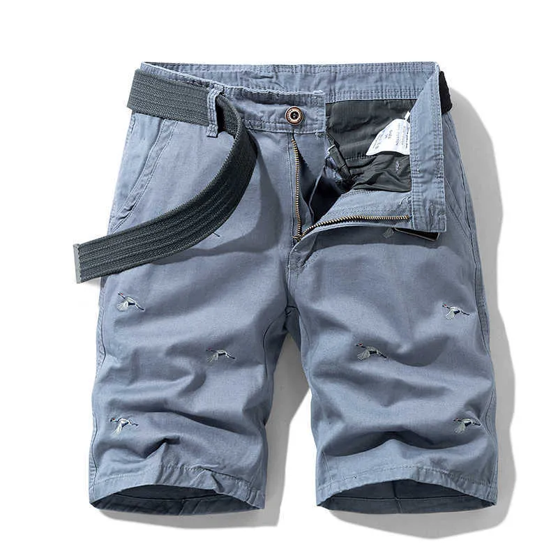 Sommar mens casual byxor shorts kinesisk stil kran broderi ren bomull harajuku gata mäns overalls bekväma 210716