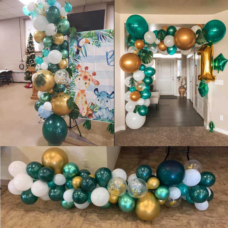 Tema giungla Safari Palloncino verde Ghirlanda Arco Fondale Plam Foglie Edera Vite Ghirlanda Neutro Festa di compleanno Palloncini Forniture 210626