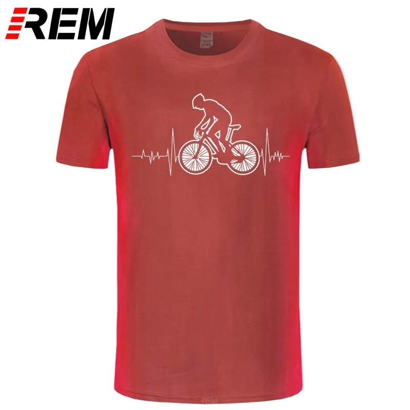 Rem Mountain Jazda na rowerze MTB T Shirt Marka Odzież Rowery Koszula Rower Mountain Heartbeat Śmieszne Rowerowe Kolarstwo Prezent T-shirt 210317