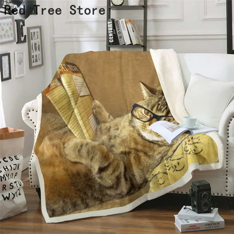 Animal Series Thicken Blanket 3D Digital Printing Cat Sofa Couch Throw Cover Flannel Blankets Children Adult Bedding Gifts