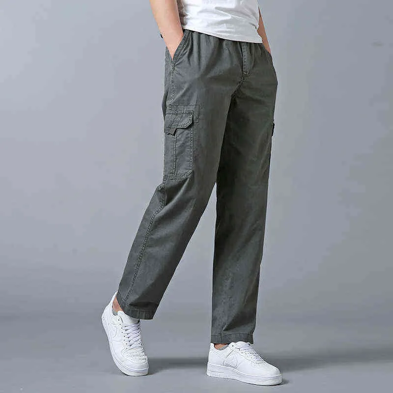 Pantaloni larghi estivi casual da uomo con coulisse Pantaloni in cotone con elastico in vita Fit Comfort cargo Dritto leggero Solid H1223