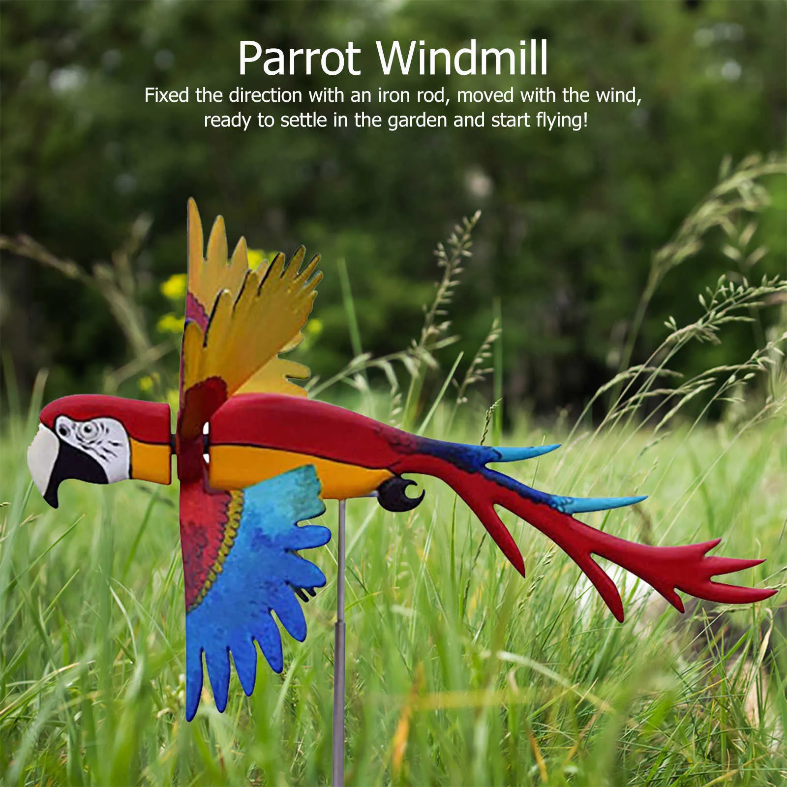 Cataventos de resina, moinho de vento de papagaio girador de vento, escultura de arte para decoração de jardim de arte de jardim ao ar livre Q0811
