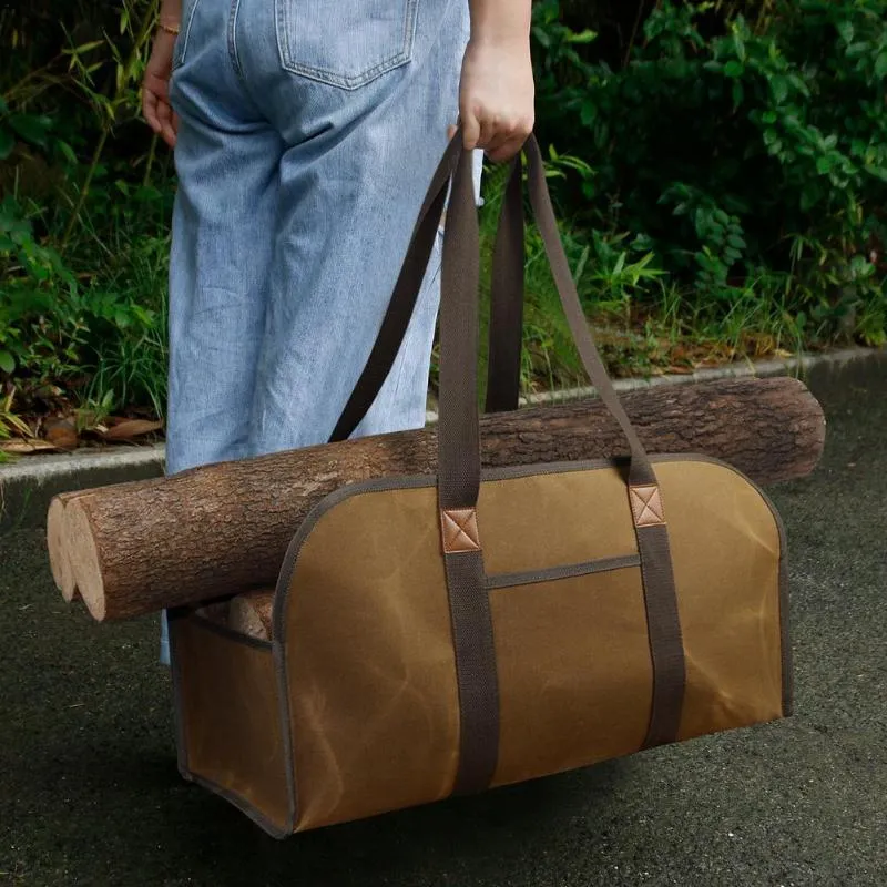 أكياس تخزين حقيبة قماشية محمولة مع مقبض سجل سلة خشب النار المحمولة الحمل المنظم للأدوات الناقل 275R