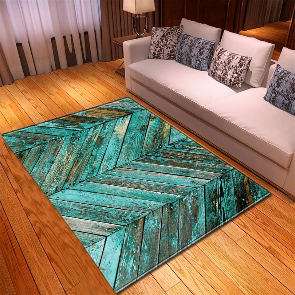 Couleur foncé Grain de bois imprimé 3D tapis grand pour salon cristal velours Super doux chambre enfants tapis tapis de sol chambre décor 210317