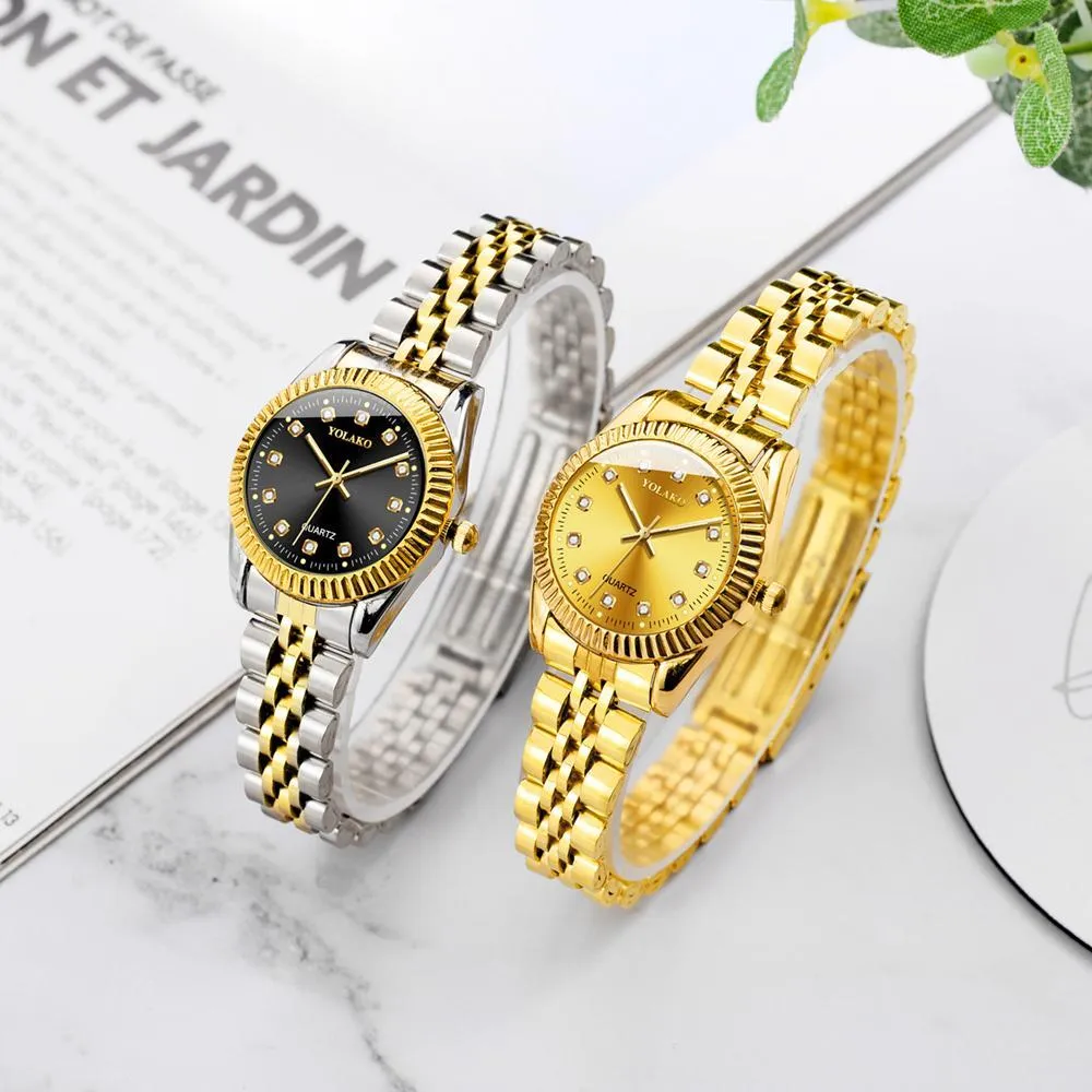 Montres à Quartz pour femmes, marque de luxe, mode diamant, en acier inoxydable, bracelet en maille dorée, 2020