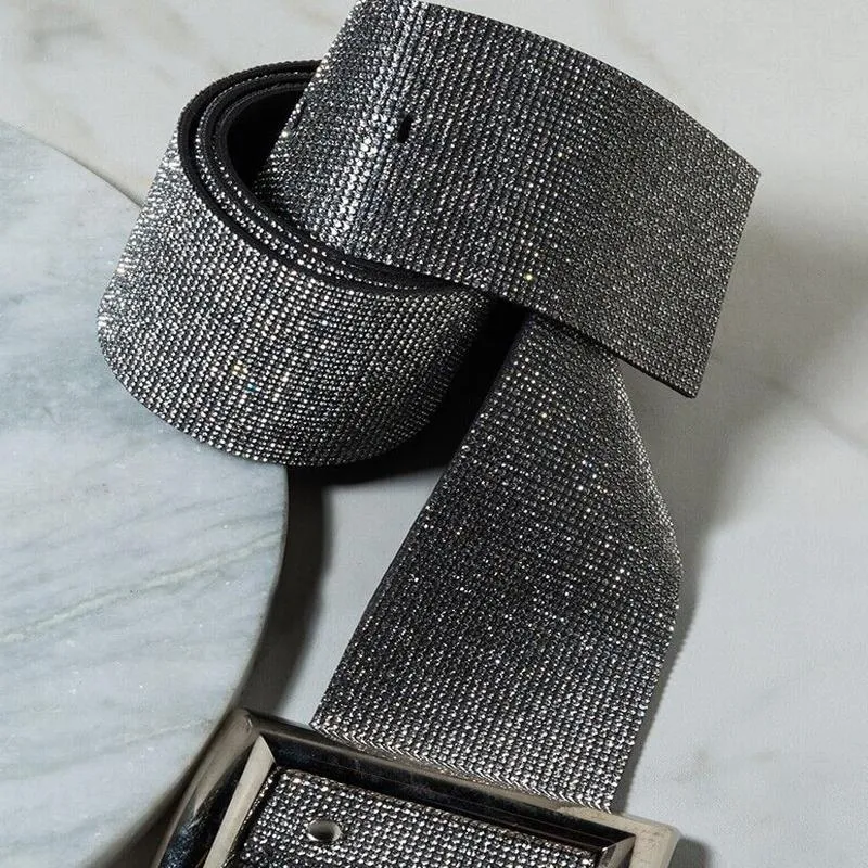 Belts Design Rhinestone Women's Wide Belt Fashion Shiny Diamond Crystal Waistband Female Gold Silver Waist Party286v