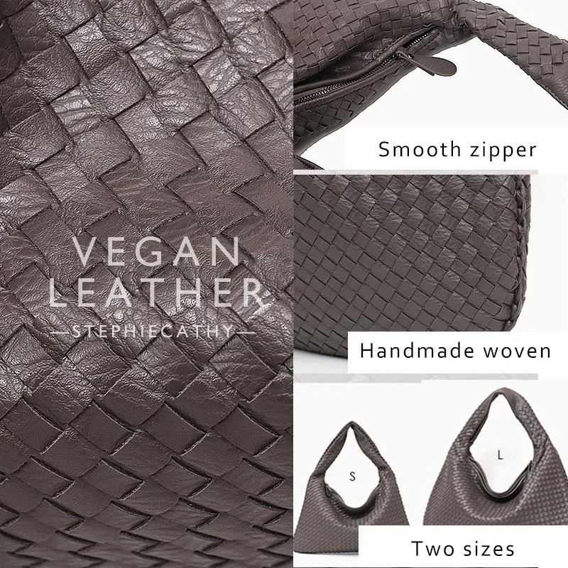 الأكياس المسائية العلامة التجارية نباتي جلود الأوبو حقيبة مصنوعة يدوياً من المنسوجة من الإناث ، حقيبة يد كبيرة السوستة السوستة نساء الكتف