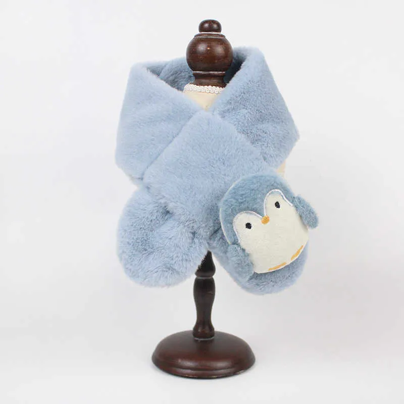 Coreano bonito dos desenhos animados pinguim cross pelúcia colarinho crianças lenço de inverno meninos garotas garotas garotas garotas grossas mornas lenços de bebê scarves Q79 H0923